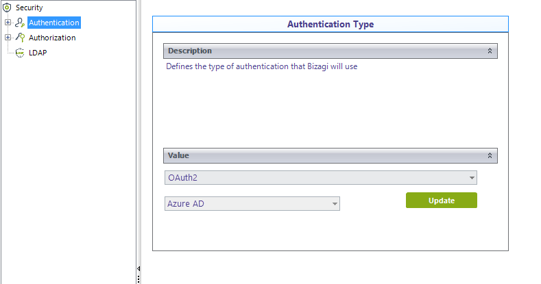 Azure Authentication Settings