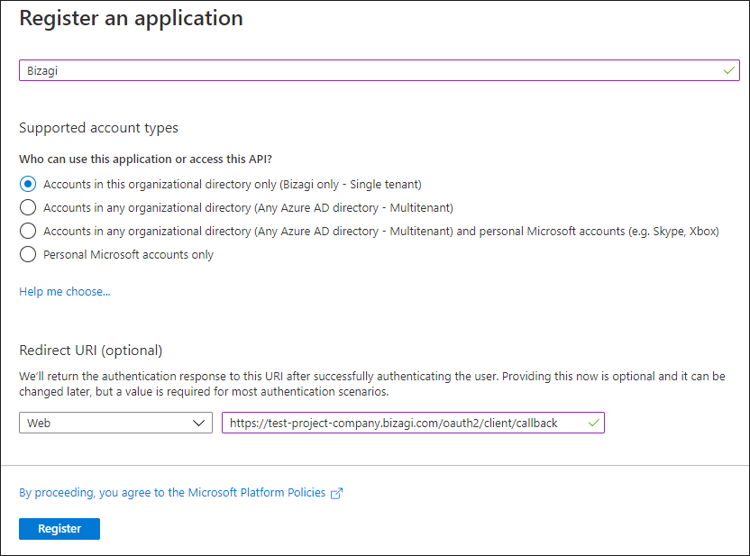 Azure Auth Basic Properties
