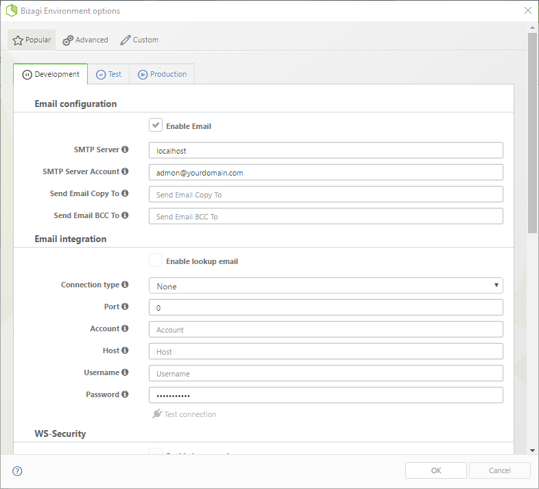 SMS Provider Configuration - Environment Selection