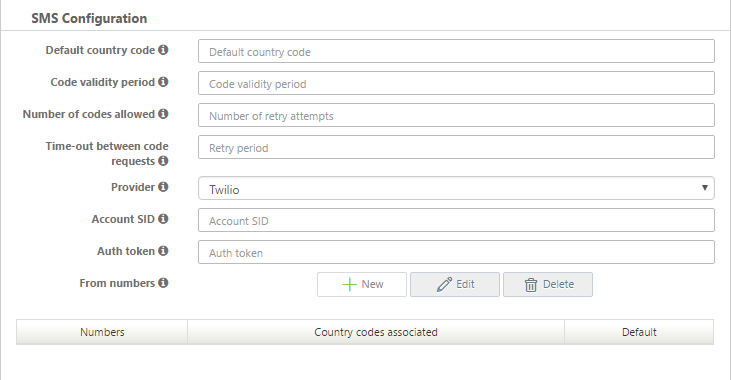 SMS Provider Configuration - SMS Settings