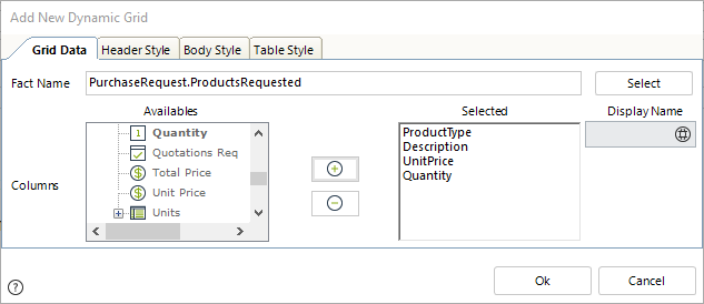 Define Columns