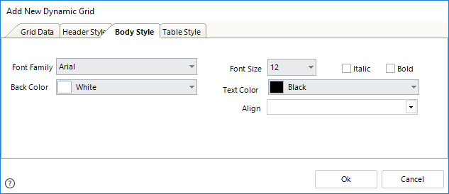 Body Style Tab