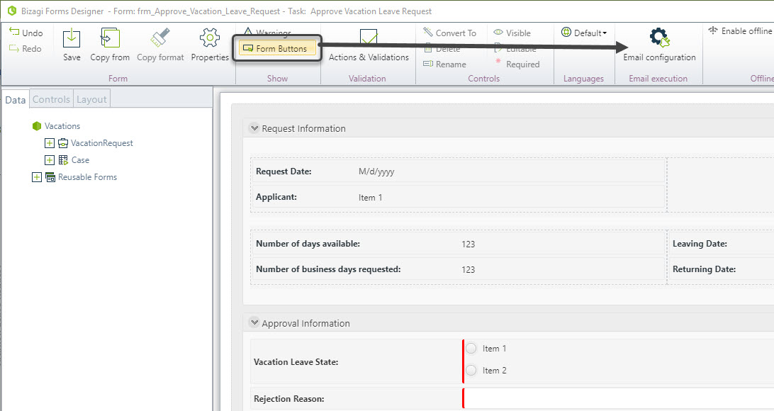 Email Form Buttons