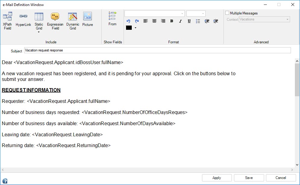 Email Template Configuration