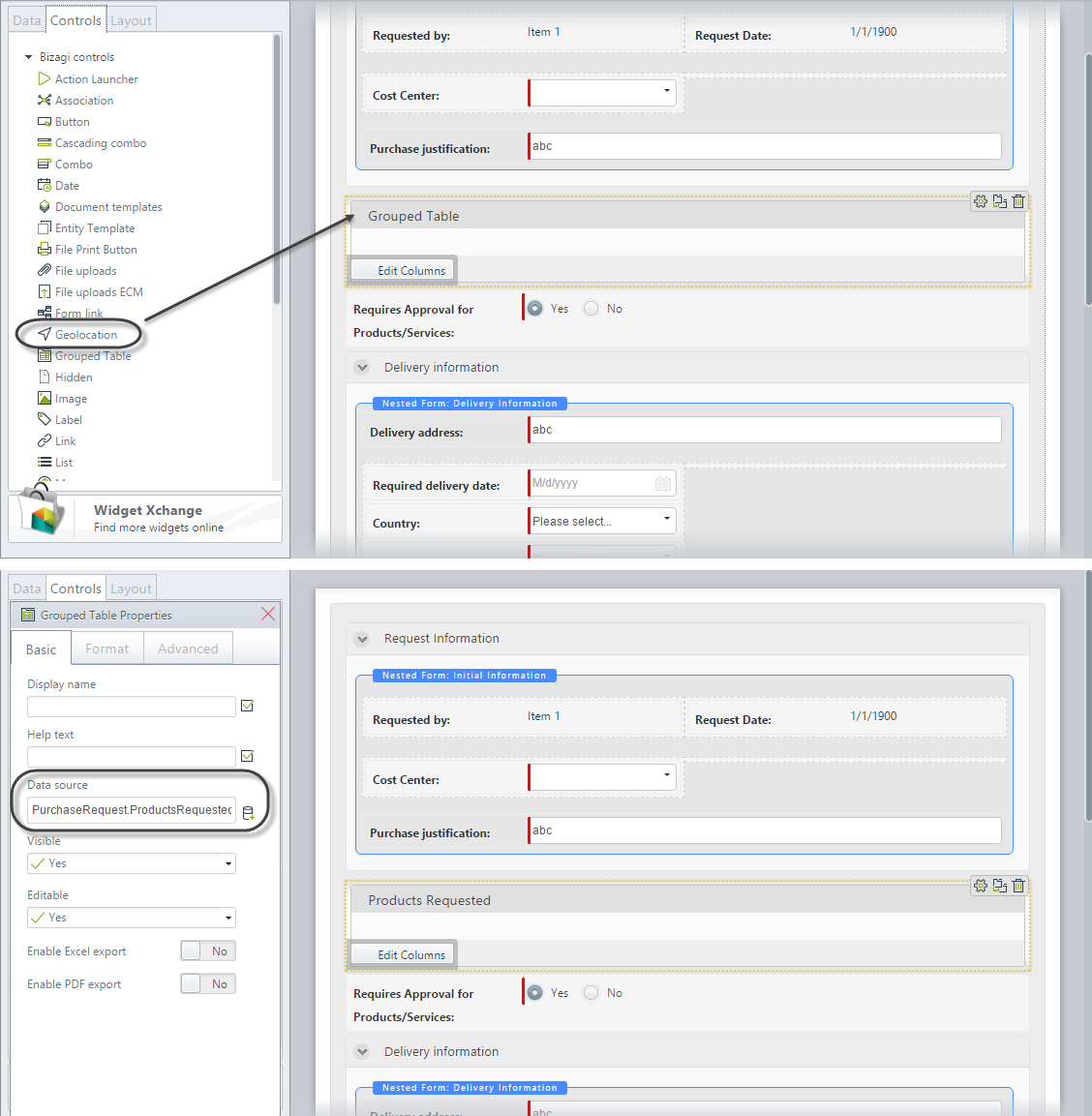 Grouped Table Control