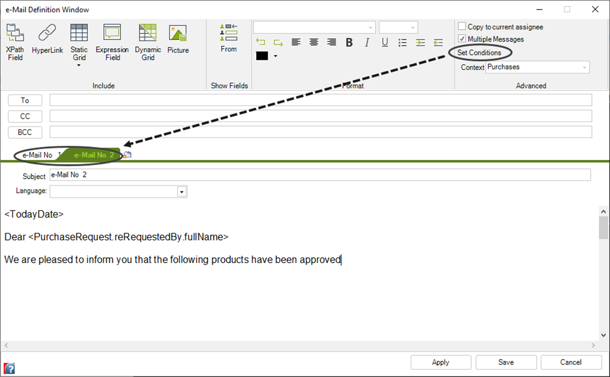 Multiple Messages Tab