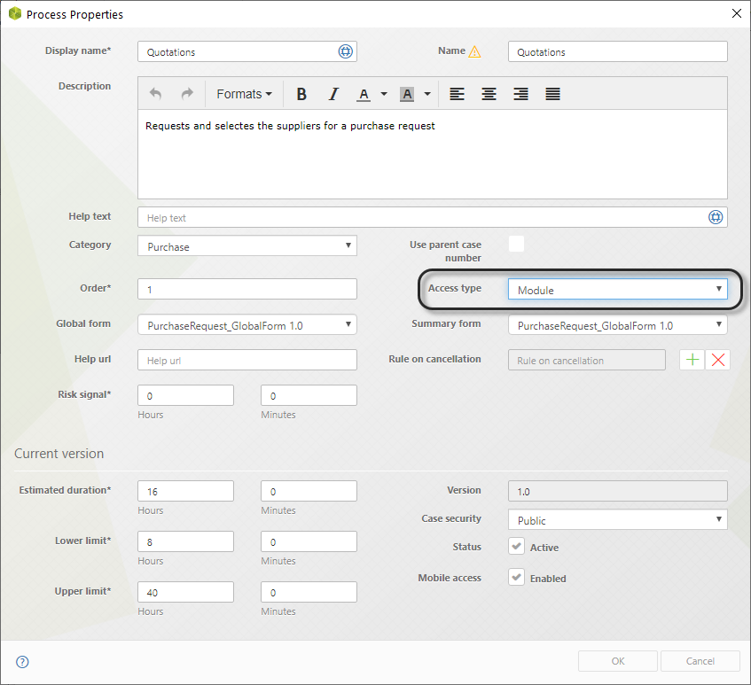 Set Access Type to Module