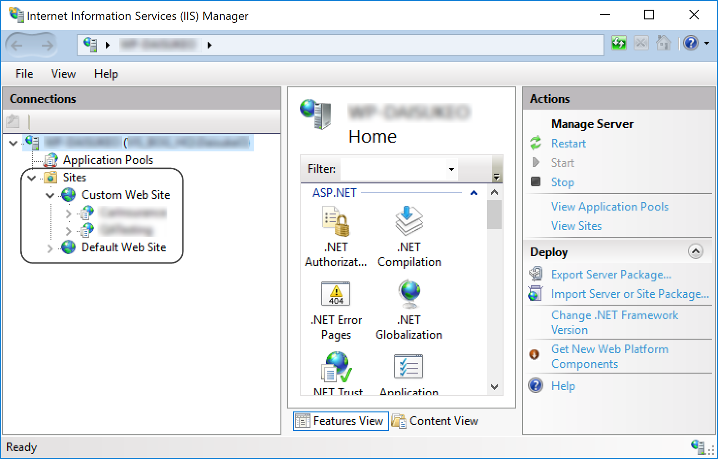 IIS Web Sites Configuration