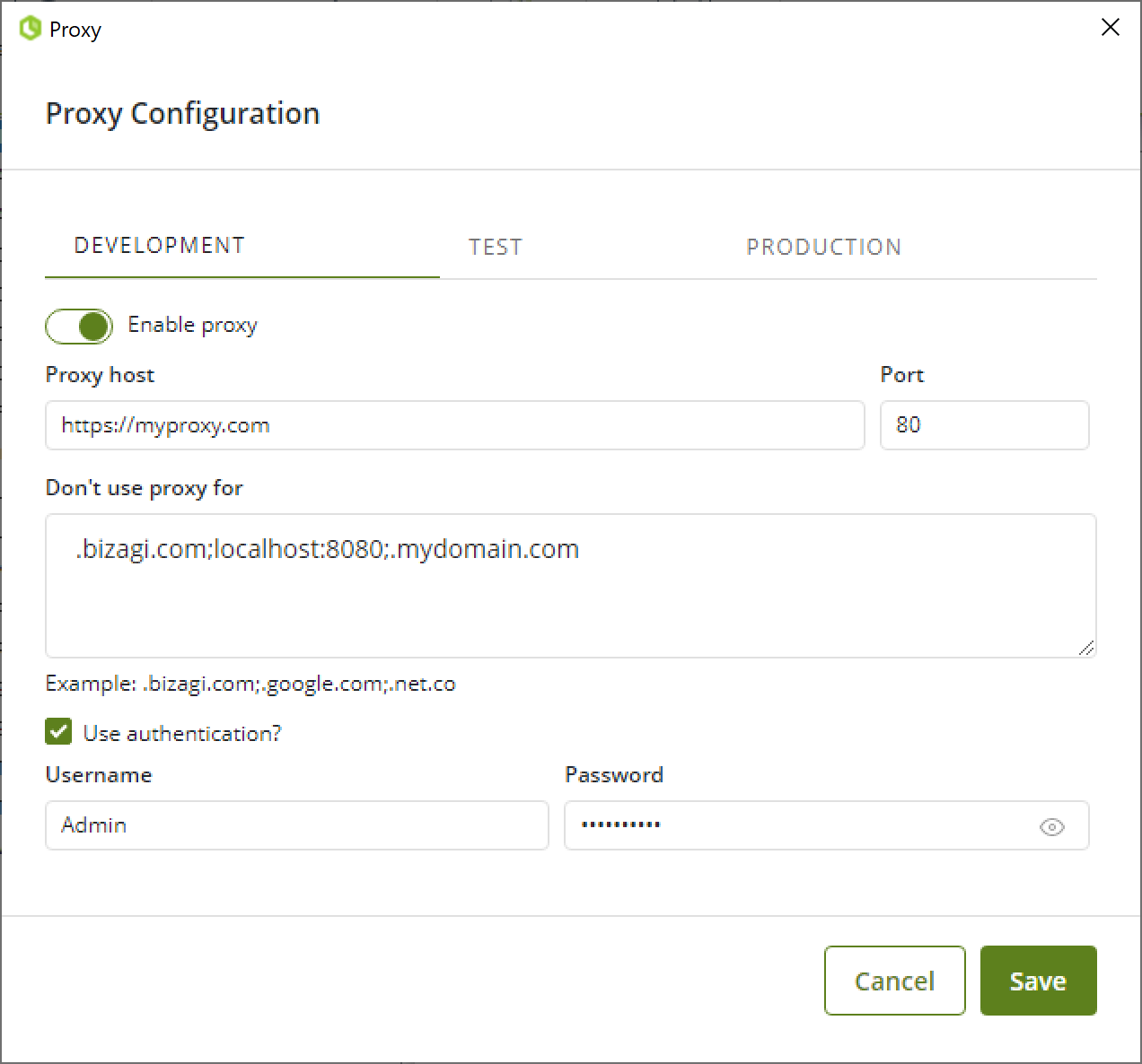 Proxy Configuration