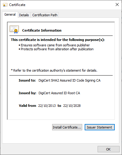 DigiCert SHA 2 Details