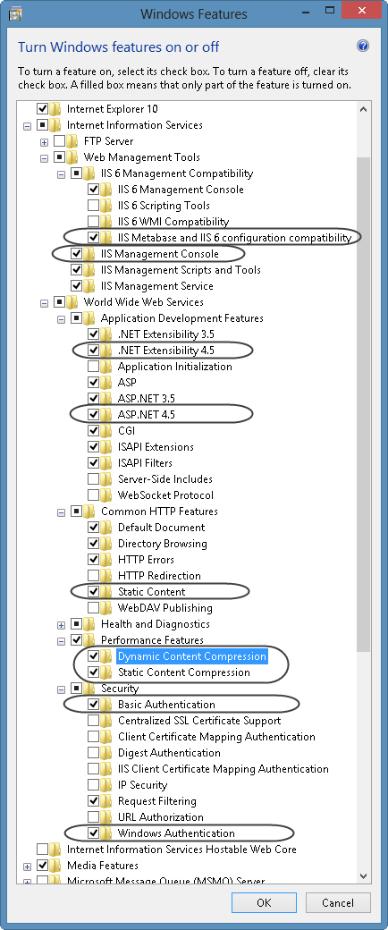 Installing IIS and its components