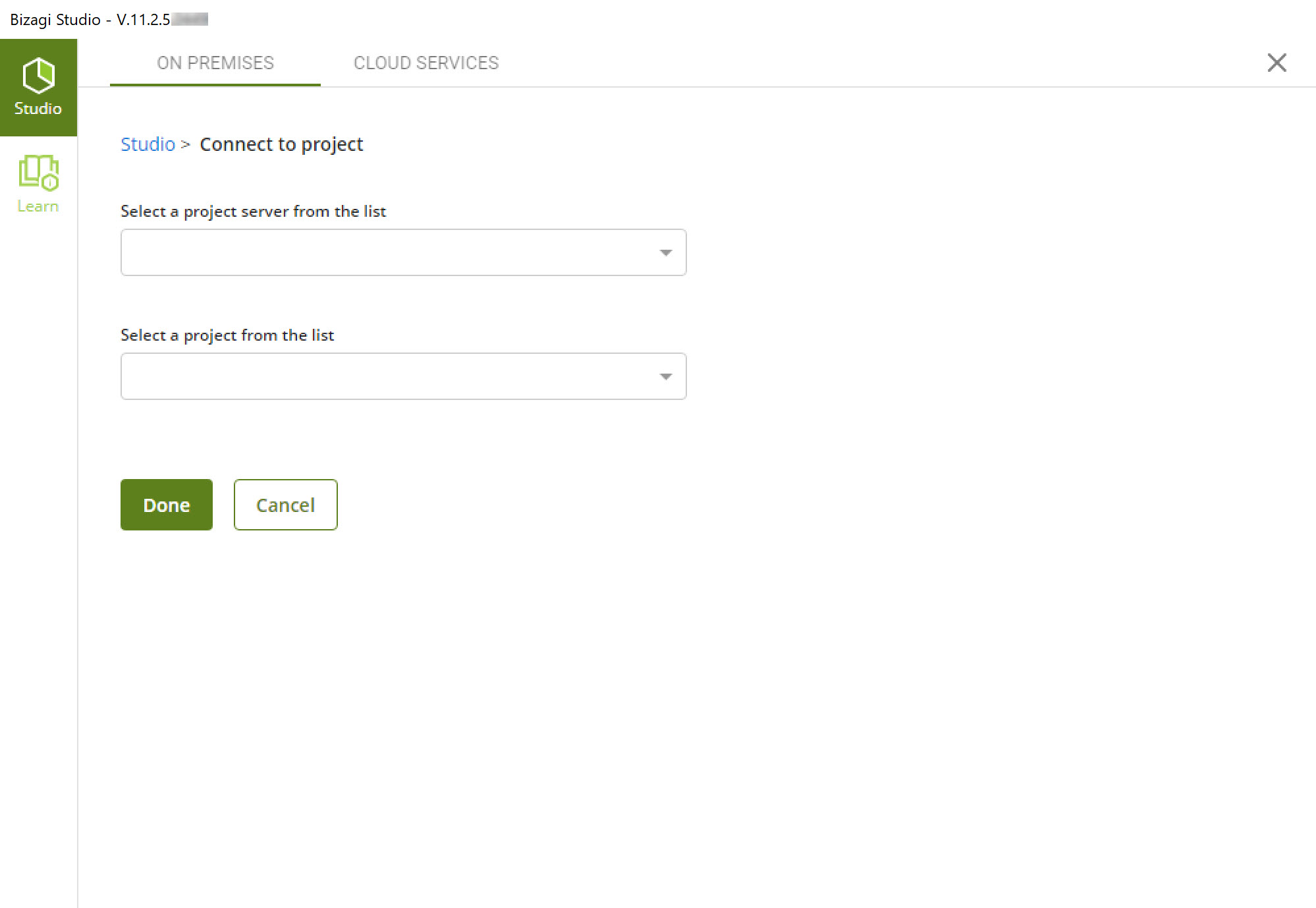 Select Server and Project