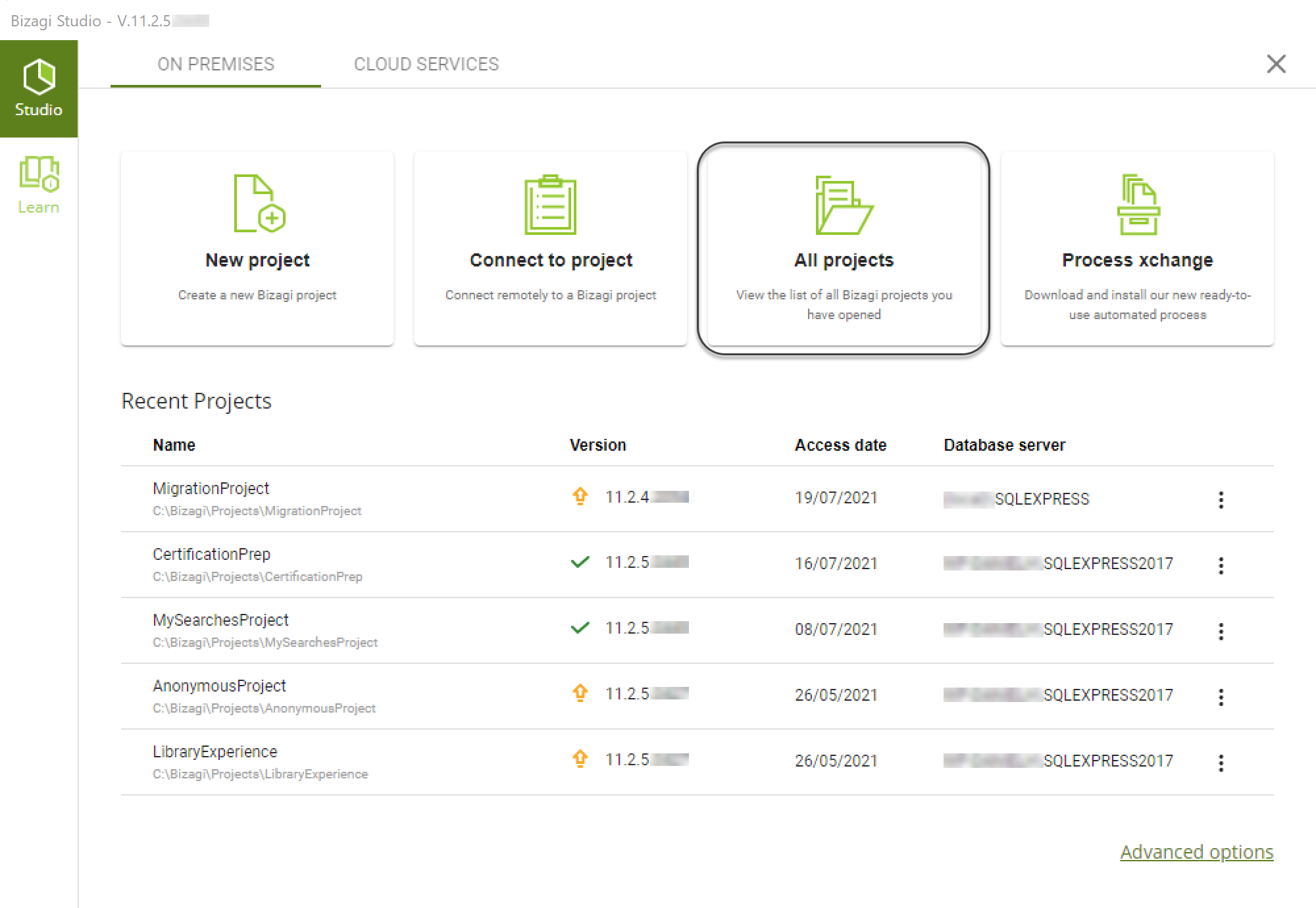All Projects Tab